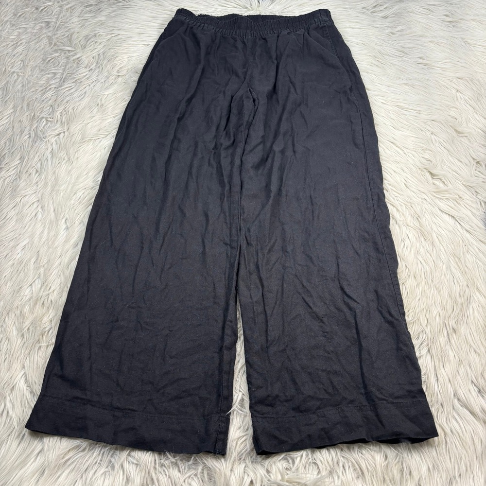 Old Navy Women's L Black High Rise Wide Leg Linen Blend Pull On Pants Resort
